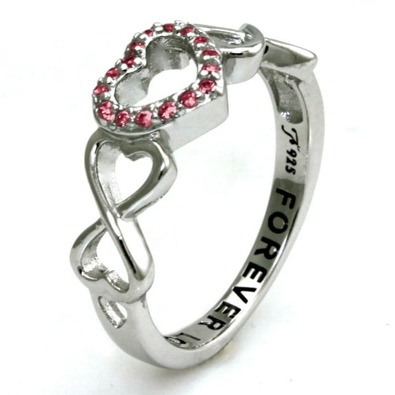 Tioneer Sterling Silver Amethyst Color CZ Infinity Symbol Heart Forever Love Promise Ring