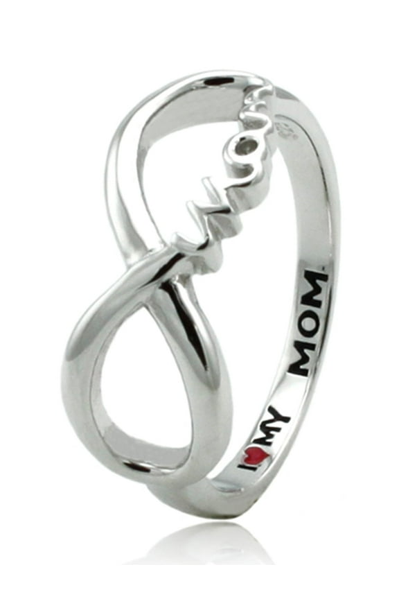 Sterling Silver Classic Iconic Infinity Symbol I HEART MY MOM Ring