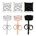 thumbnail image 1 of Tioneer Sterling Silver Classic Princess Square Cut Cubic Zirconia Gem Stud Earrings Set, 1 of 4
