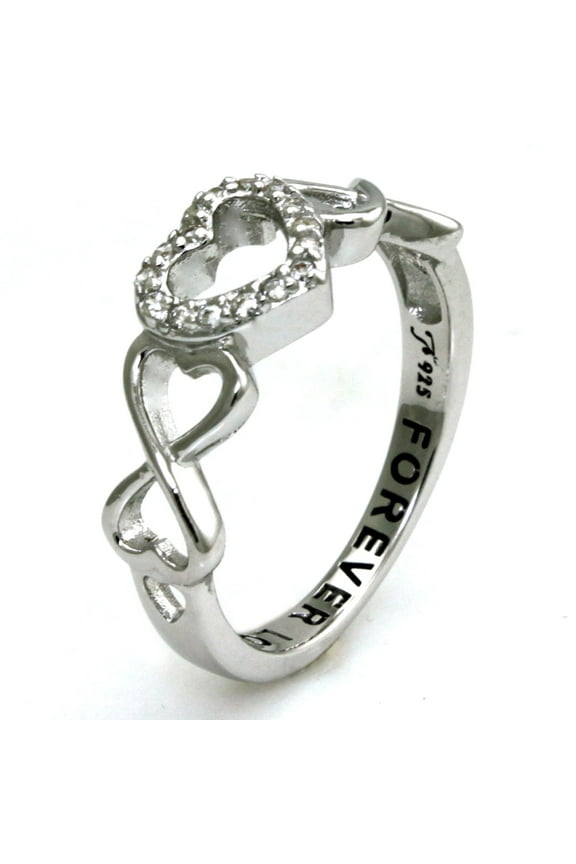 Sterling Silver Cubic Zirconia Infinity Symbol Heart Forever Love Promise Ring