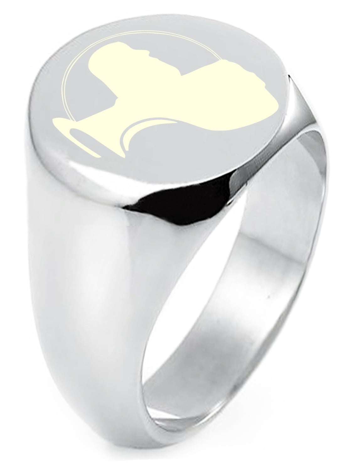 Tioneer Sterling Silver Disney Toy Story Buzz CZ Lightyear Engraved Round Flat Top Polished Ring