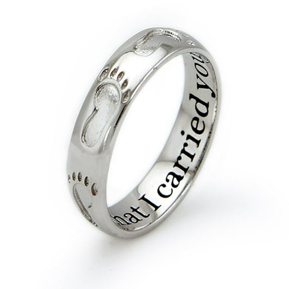 Tioneer Sterling Silver Footprint in the Sand Inspirational Promise Ring