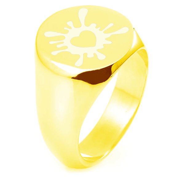 Tioneer Sterling Silver Heart Love Splatter Engraved Round Flat Top Polished Ring