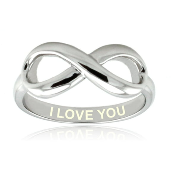 Tioneer Sterling Silver I Love You Engraved CZ Infinity Ring