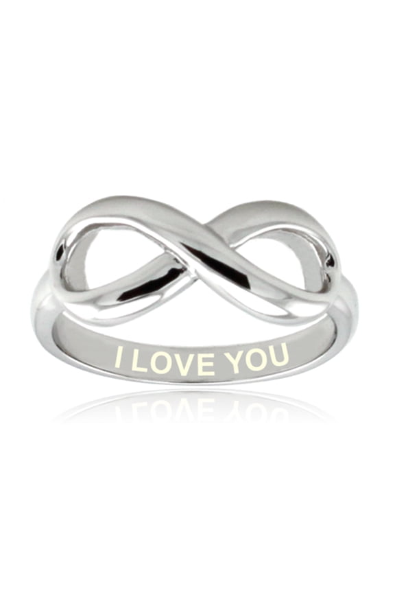Sterling Silver I Love You Engraved Infinity Ring for all all Ages and Genders