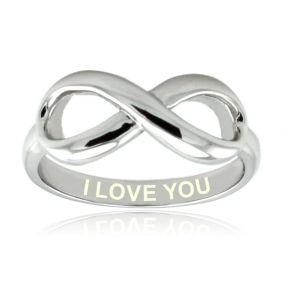 Tioneer Sterling Silver I Love You Engraved Infinity Ring