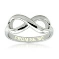 thumbnail image 1 of Tioneer Sterling Silver Promise Me CZ Engraved Infinity Ring, 1 of 2