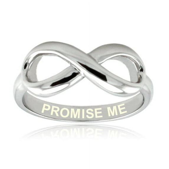 Tioneer Sterling Silver Promise Me Engraved Infinity Ring