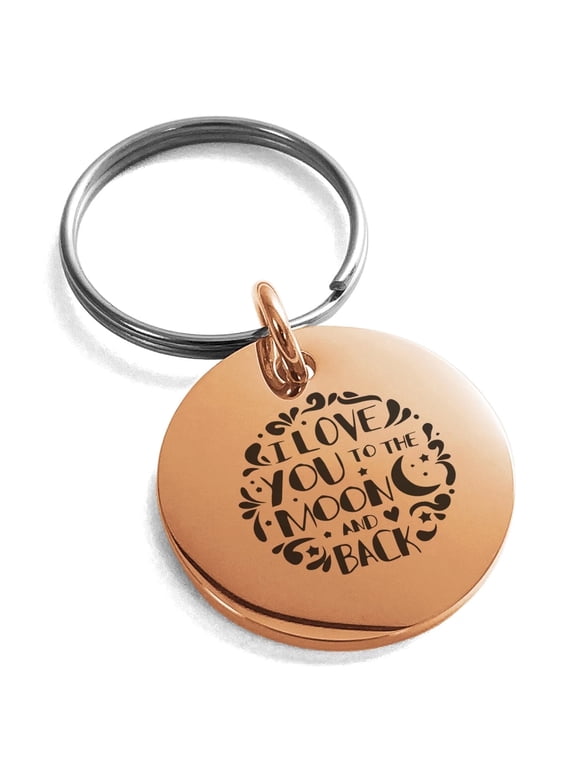 Stainless Steel Surgical grade I Love You Moon Back Engraved Small Adult Circle Keychain