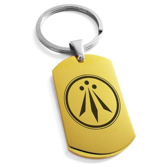 Tioneer Tioneer Stainless Steel Celtic Awen Arwen Three Rays Engraved Dog Tag Keychain Keyring