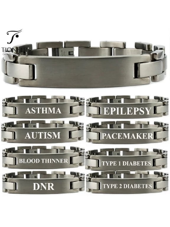 Titanium Minimalistic Men's Classic ID Link Bracelet with Free Medical Engraving 8.5 inches.