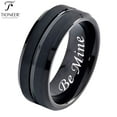 thumbnail image 1 of Tioneer Tungsten Carbide Black Band with Groove Center Wedding Band Ring Mens Womens 8mm w/ Free Engraving, 1 of 6