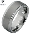 thumbnail image 1 of Tioneer Tungsten Carbide Brushed Pipe Cut Polished Edges Wedding Band Ring Forget Me Not Engraved 8MM, 1 of 4