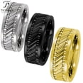 thumbnail image 1 of Tioneer Tungsten Carbide Classic Mens Tioneer 8mm Wedding Band Ring Gear Pattern High Polish Finish, 1 of 5