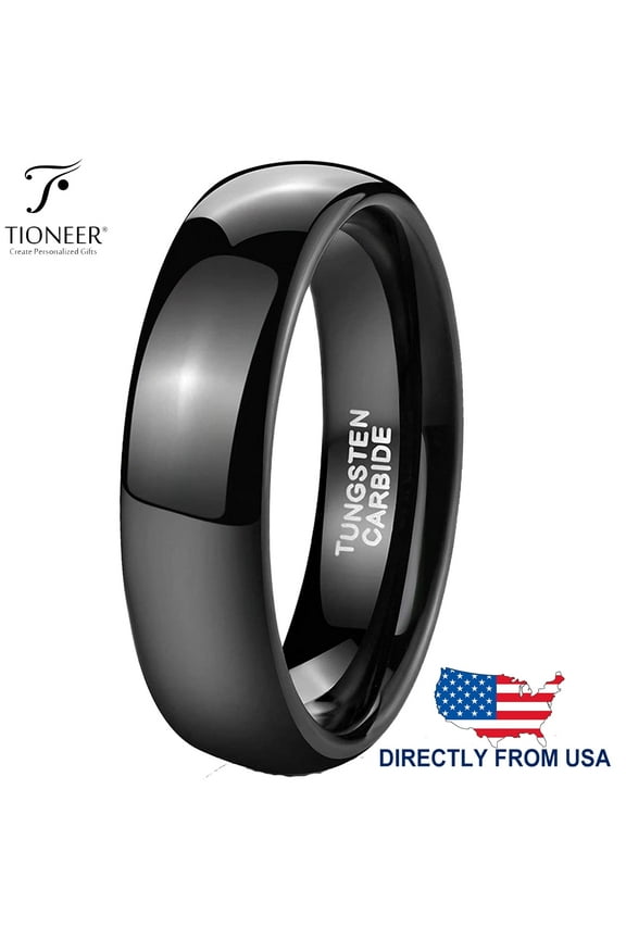 Tungsten Carbide Classic Polished Plain Dome Wedding Band Promise Ring Men Women 5.5MM