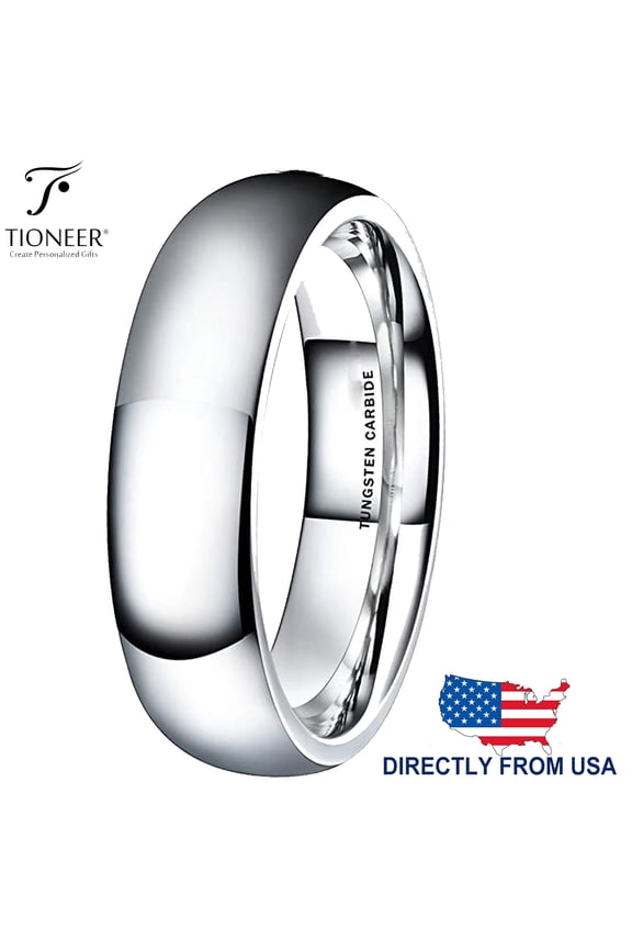 Tungsten Carbide Classic Polished Plain Dome Wedding Band Promise Ring Men Women 5.5MM