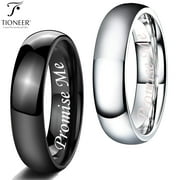 Tioneer Tungsten Carbide Classic Polished Plain Dome Wedding Band Promise Ring Promise Me Engraved 5.5MM