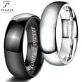 thumbnail image 1 of Tioneer Tungsten Carbide Classic Polished Plain Dome Wedding Band Promise Ring Yours Forever Engraved 8mm, 1 of 4