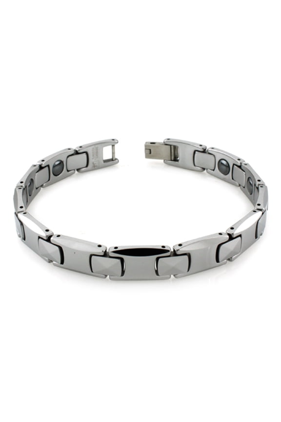 Tungsten Carbide Faceted Magnet Link Bracelet