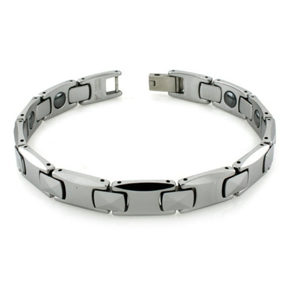 Tioneer Tungsten Carbide Faceted Magnet Link Bracelet