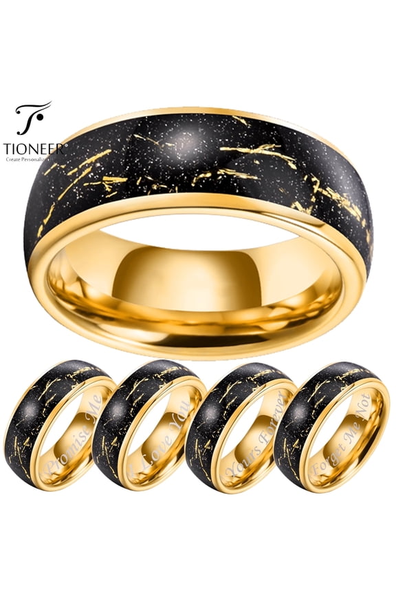 Tungsten Carbide Gold Plated Black Lightning Design Diamond Wedding Band Ring Men Women 8mm