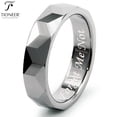 thumbnail image 1 of Tioneer Tungsten Carbide High Polished Faceted Design Wedding Band Ring Mens Womens 5.5MM w/ FREE Forget Me Not Engraved, 1 of 4