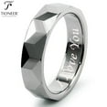thumbnail image 1 of Tioneer Tungsten Carbide High Polished Faceted Design Wedding Band Ring Mens Womens 5.5MM w/ Free I Love You Engraved, 1 of 4
