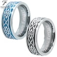 thumbnail image 1 of Tioneer Tungsten Carbide Wedding Band Ring Celtic Black Blue Men Women 8mm Yours Forever Engraved, 1 of 5