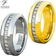 thumbnail image 1 of Tioneer Tungsten Carbide Wedding Band Ring Eternity Style Cubic Zirconia Mens Womens 8MM I Love You Engraved, 1 of 5
