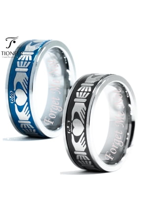Tungsten Carbide Wedding Band Ring Irish Claddagh Celtic Knot Mens Womens 8mm Forget Me Not Engraved