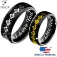 thumbnail image 1 of Tioneer Tungsten Carbide Wedding Band Ring Silver / Gold Freemason Masonic Inlay I Love You Engraved 8MM, 1 of 4
