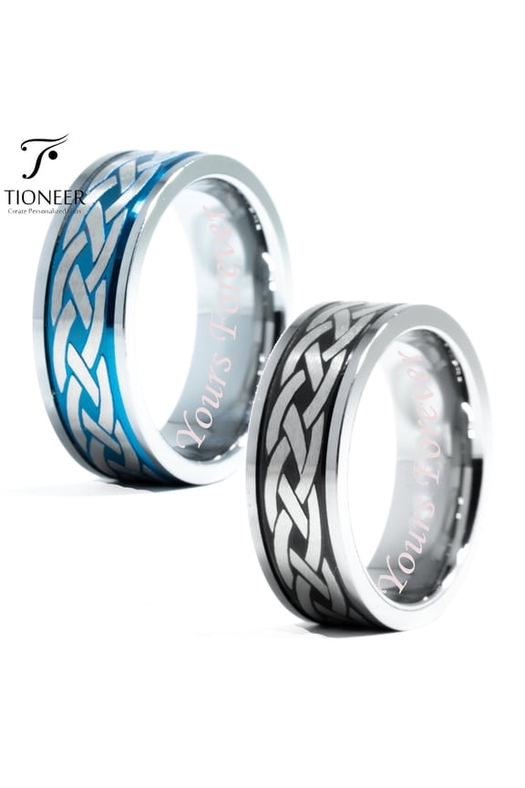 Tungsten Carbide Wedding Band Ring Unique Celtic Knot Design Mens Womens 8MM CZ Yours Forever Engraved
