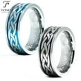 thumbnail image 1 of Tioneer Tungsten Carbide Wedding Band Ring Unique Celtic Knot Design Men Women Diamond 8MM Yours Forever Engraved, 1 of 6