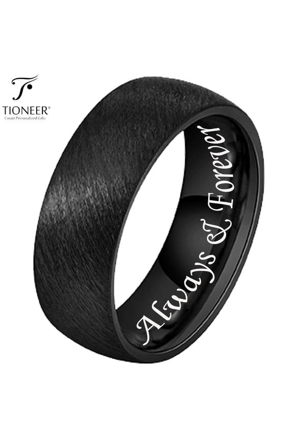 Tungsten Ring 14K Gold Plated or Black IP Brushed High Polished Inside for Men and Women 8mm Comfort Fit w/ Free Engraving Options