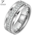 thumbnail image 1 of Tioneer Tungsten Wedding Band w/ 15 Cubic Zirconia in Silver Black Gold 8mm Ring, 1 of 5