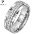 thumbnail image 1 of Tioneer Tungsten Wedding Band w/ 15 Cubic Zirconia in Silver Tioneer Black Gold Tioneer 8mm Ring, 1 of 4