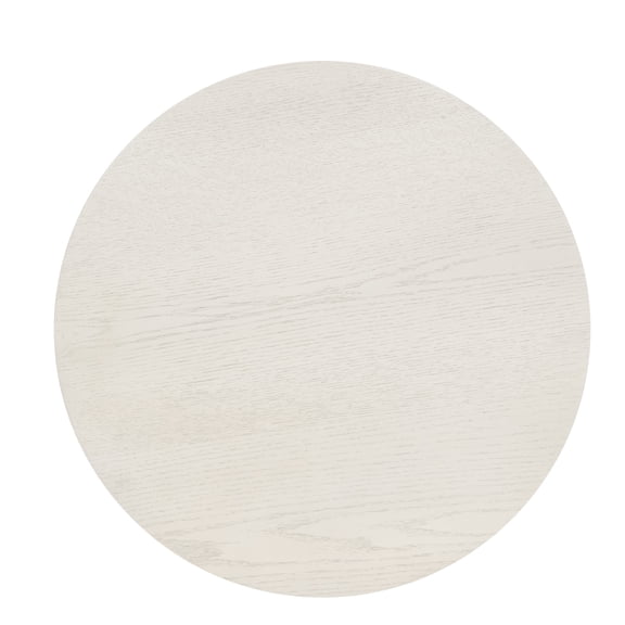 Tior Accent Table, 20 Inch Round Wood White Top, Black Metal Base