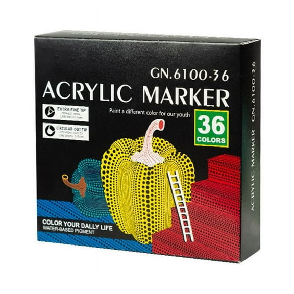 Tip Acrylic Paint Markers 36 Colors Dot Tip And Fine Tip Acrylic Paint Pens Coloring Art Markers For Glass Canvas Rock Painting Card Making Ceramic Wood Sto