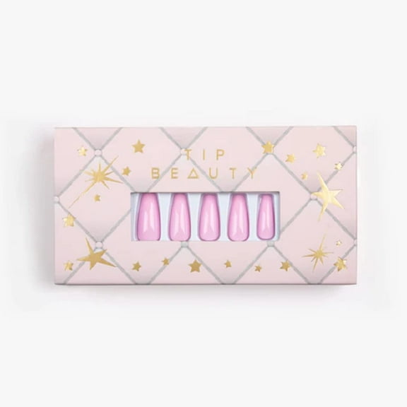 Tip Beauty Tramp Stamp | 28 Faux Nails & Specialized Nail Glue | Quick Drying Professional Salon Quality Glue On Fake Nail Kit