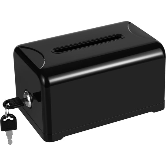 Tip / Donation / Suggestion / Business Card Collection Box with Lock (Black)