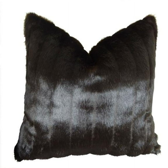 Tip Dyed Brown Faux Mink Handmade Double Sided Throw Pillow - Dark & Brown - 18 x 18 in.
