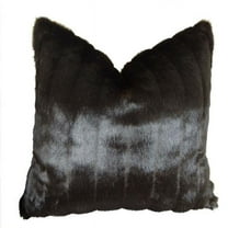 Tip Dyed Brown Faux Mink Handmade Double Sided Throw Pillow - Dark & Brown - 18 x 18 in.