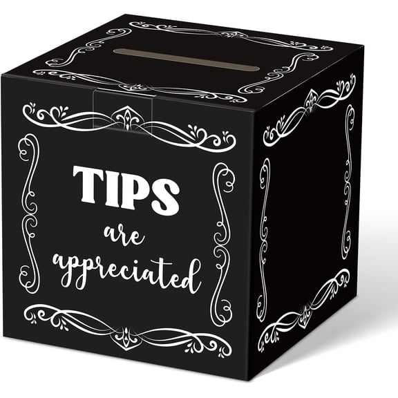 Tip Jar 6 Inches Plastic Tip Jar Box for Bartende Donation Bucket Money Storage Container Collection Suggestion Box for Restaurants Bars Musicians Driver, Black