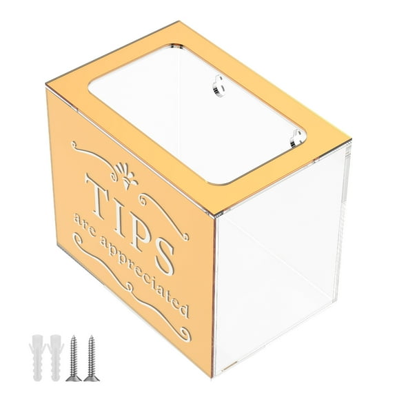 Tip Jar for Money Acrylic Tip Box with Large Opening Universal Donation Jar Multifunctional Raffle Box for Bars Restaurants Offices Weddings