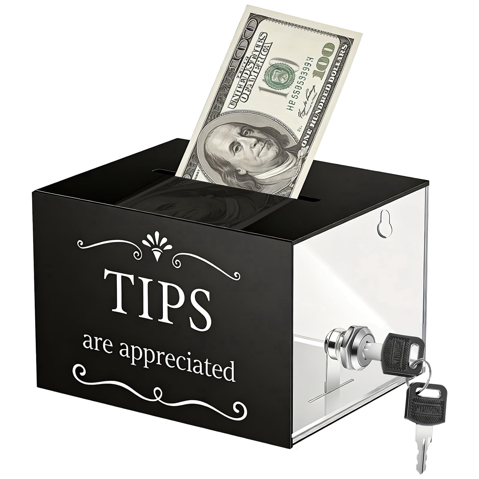Tip Jars for Money Acrylic Tip Collection Box with Lock Donation ...