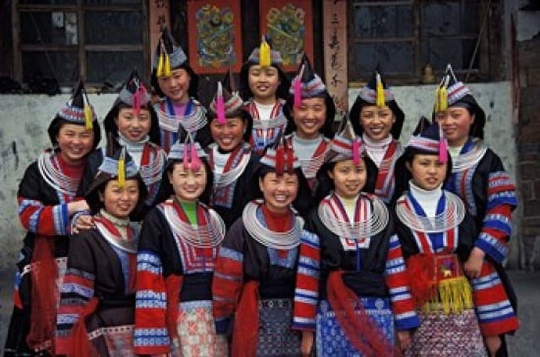 Tip-Top Miao Girls in Traditional Costume China Canvas Art - Keren Su DanitaDelimont (36 x 24)