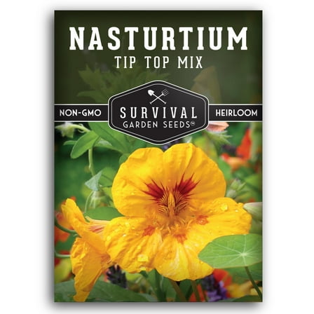 Tip Top Mix Nasturtium Seed - Non-GMO Heirloom Full Sun Annual Flower - 1 Pack