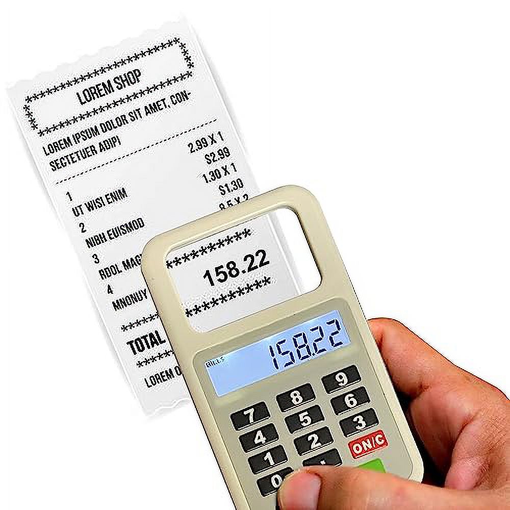 Tip n Split Tip Calculator with Magnifier and Light, Cool Grey Handheld