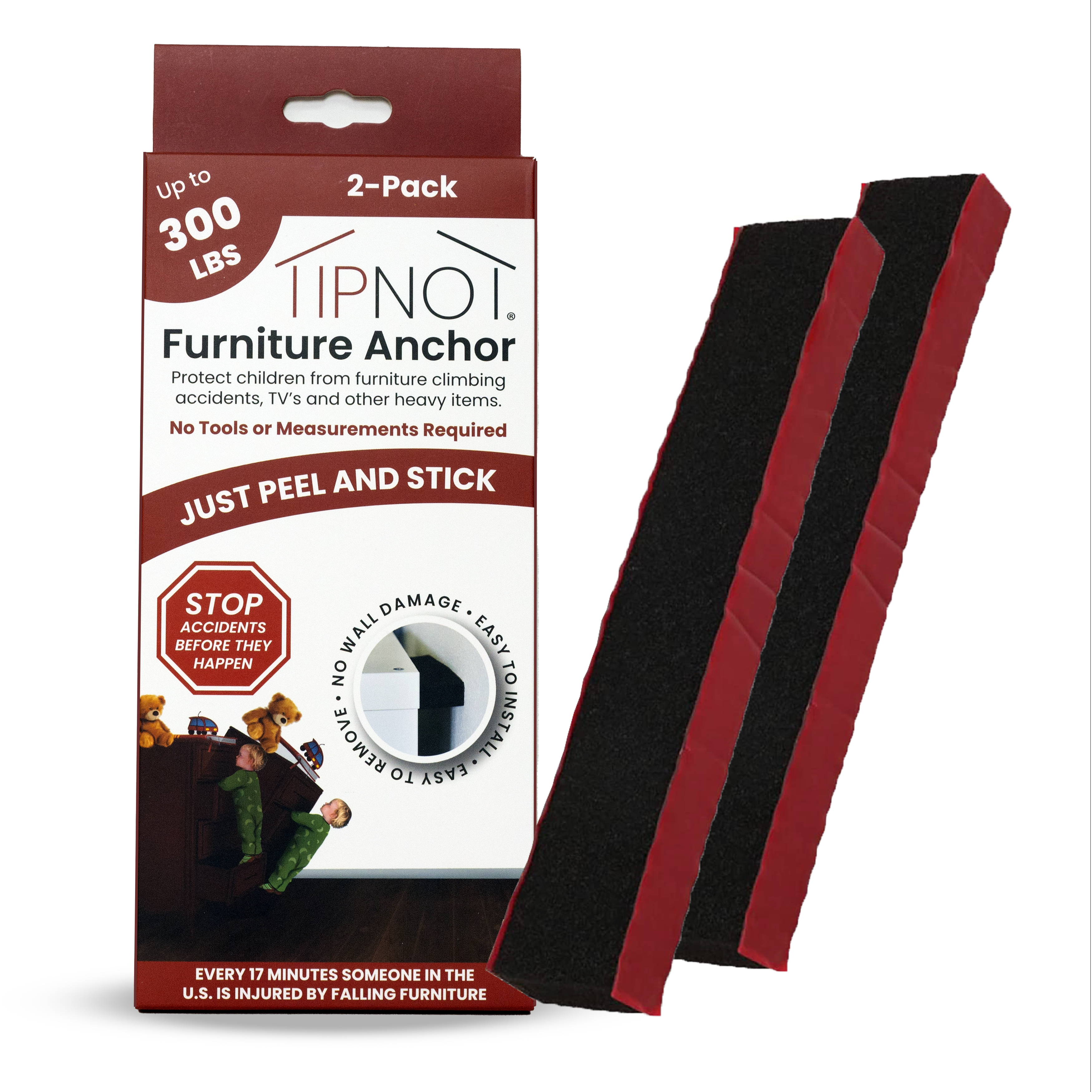 TipNot Furniture Anchor, NoToolsRequired Furniture Wall Anchor to