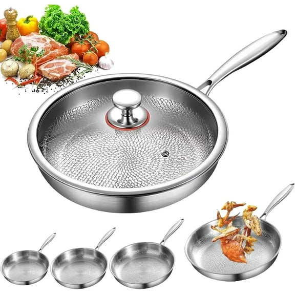 Tipanexi Titanium Pan Pro with Lid, Durable Scratch-Resistant Non Stick Titaniums Nutri Pans, Titanium Frying Pans for Cooking Non Stick, Compatible with All Cooktops (M)